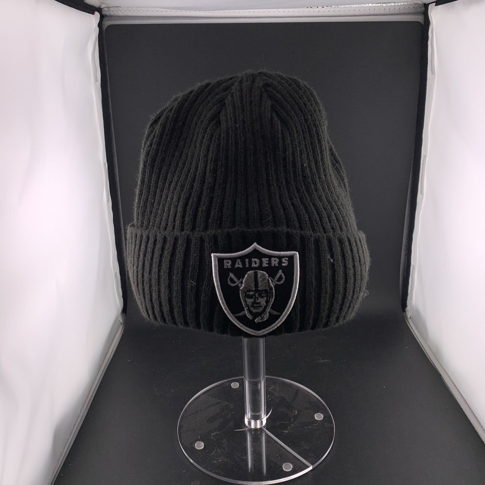 New Era NFL Las Vegas Raiders Beanie Cap Mens One Size Black Lined Cuffed Hat